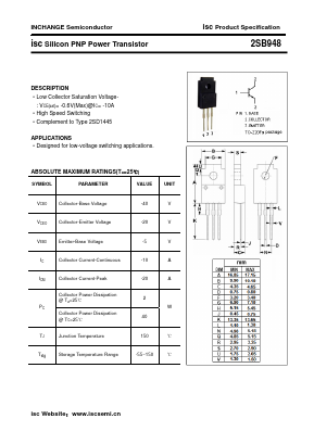 2SB948 Datasheet PDF Inchange Semiconductor