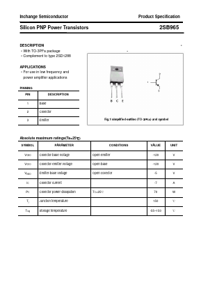 2SB965 Datasheet PDF Inchange Semiconductor