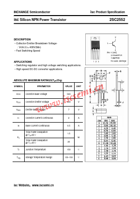 C2552 Datasheet PDF Inchange Semiconductor