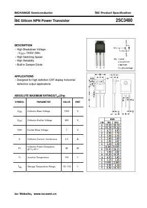 2SC3480 Datasheet PDF Inchange Semiconductor