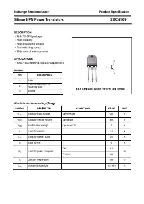 2SC4109 Datasheet PDF Inchange Semiconductor