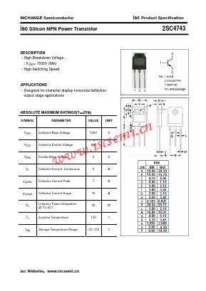 2SC4743 Datasheet PDF Inchange Semiconductor