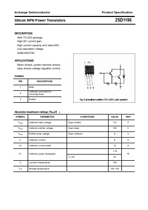 2SD1196 Datasheet PDF Inchange Semiconductor