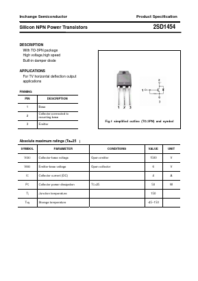 D1454 Datasheet PDF Inchange Semiconductor