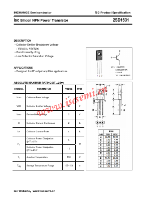D1531 Datasheet PDF Inchange Semiconductor