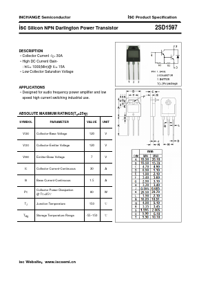 2SD1597 Datasheet PDF Inchange Semiconductor