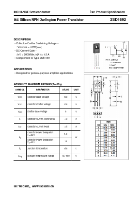 D1692 Datasheet PDF Inchange Semiconductor