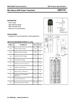 D1731 Datasheet PDF Inchange Semiconductor