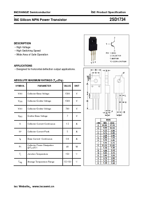 2SD1734 Datasheet PDF Inchange Semiconductor