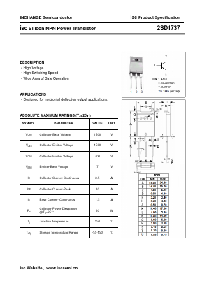 2SD1737 Datasheet PDF Inchange Semiconductor