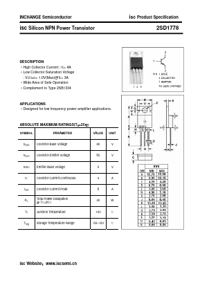 2SD1778 Datasheet PDF Inchange Semiconductor
