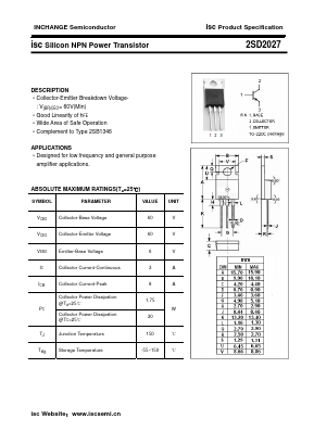 D2027 Datasheet PDF Inchange Semiconductor