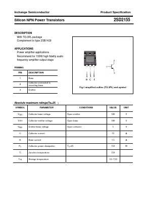 2SD2155 Datasheet PDF Inchange Semiconductor