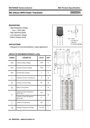 D2524 Datasheet PDF Inchange Semiconductor