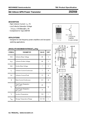 2SD569 Datasheet PDF Inchange Semiconductor