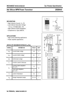 D843 Datasheet PDF Inchange Semiconductor