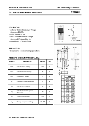 2SD961 Datasheet PDF Inchange Semiconductor