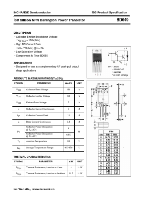 BD649 Datasheet PDF Inchange Semiconductor