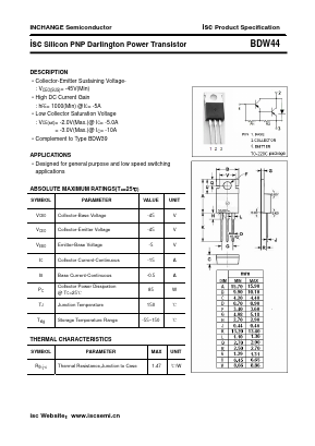 BDW44 Datasheet PDF Inchange Semiconductor