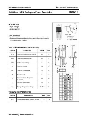BU921T Datasheet PDF Inchange Semiconductor