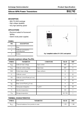 BUL742 Datasheet PDF Inchange Semiconductor