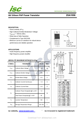 A1006 Datasheet PDF Inchange Semiconductor