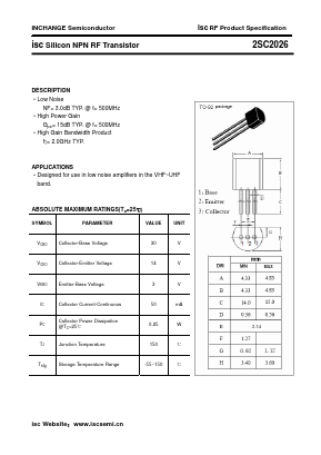 2SC2026 Datasheet PDF Inchange Semiconductor