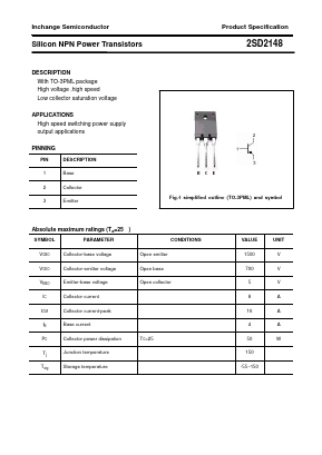 2SD2148 Datasheet PDF Inchange Semiconductor