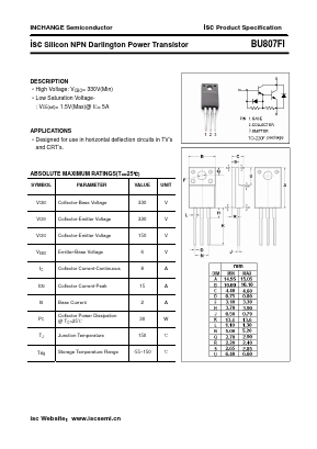 BU807FI Datasheet PDF Inchange Semiconductor