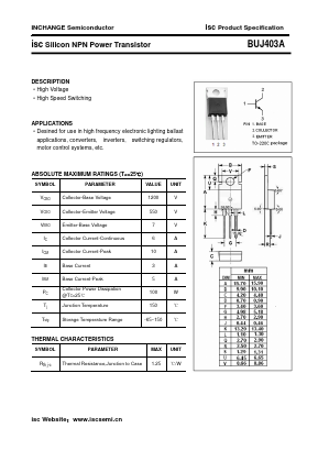 BUJ403A Datasheet PDF Inchange Semiconductor