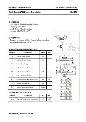 MJ410 Datasheet PDF Inchange Semiconductor