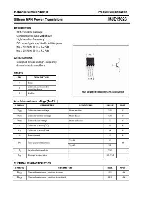 MJE15028 Datasheet PDF Inchange Semiconductor