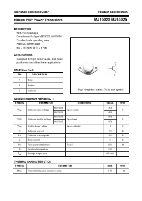 MJ15023 Datasheet PDF Inchange Semiconductor