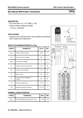 TIP52 Datasheet PDF Inchange Semiconductor