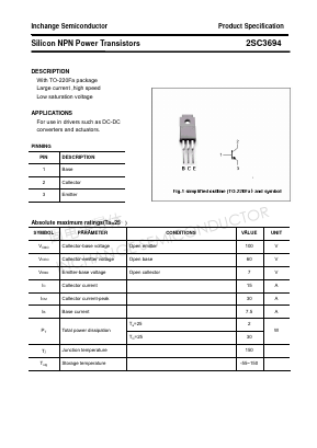 2SC3694 Datasheet PDF Inchange Semiconductor