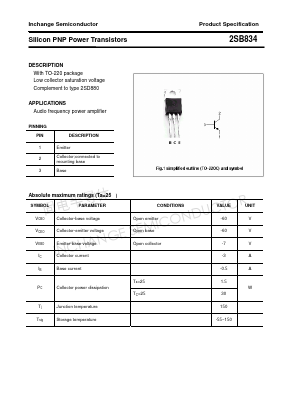 2SB834 Datasheet PDF Inchange Semiconductor