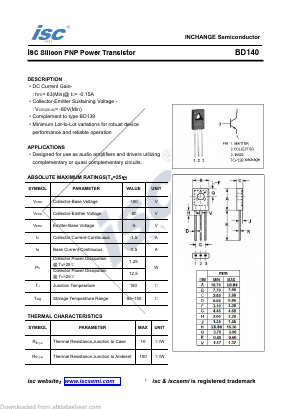 BD140 Datasheet PDF Inchange Semiconductor