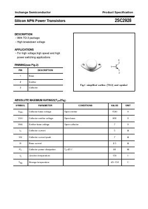 2SC2928 Datasheet PDF Inchange Semiconductor