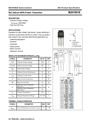 MJH16018 Datasheet PDF Inchange Semiconductor