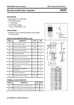 BU407 Datasheet PDF Inchange Semiconductor