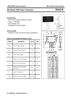 A1216 Datasheet PDF Inchange Semiconductor