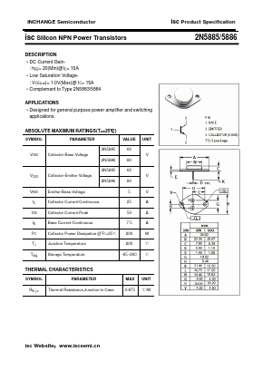 2N5885 Datasheet PDF Inchange Semiconductor