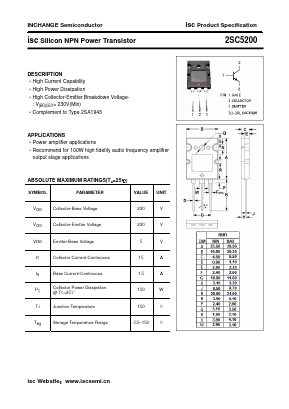 2SC5200 Datasheet PDF Inchange Semiconductor
