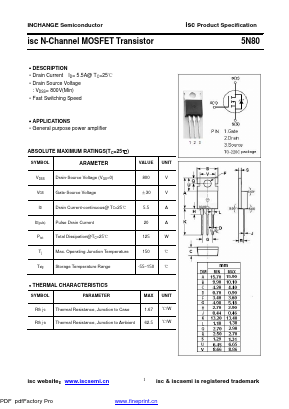 5N80 Datasheet PDF Inchange Semiconductor