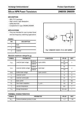 2N6058 Datasheet PDF Inchange Semiconductor