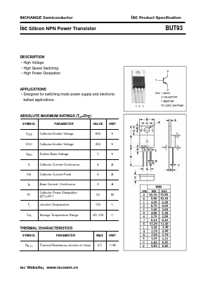 BUT93 Datasheet PDF Inchange Semiconductor