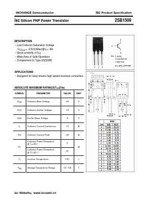 2SB1509 Datasheet PDF Inchange Semiconductor