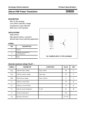 2SB826 Datasheet PDF Inchange Semiconductor