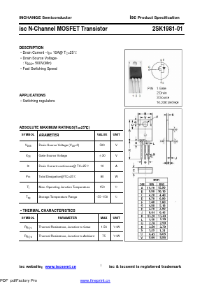 2SK1981-01 Datasheet PDF Inchange Semiconductor