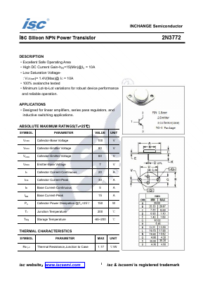 2N3772 Datasheet PDF Inchange Semiconductor